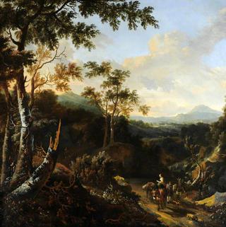 Wooded Landscape with Peasants and Donkeys on a Path