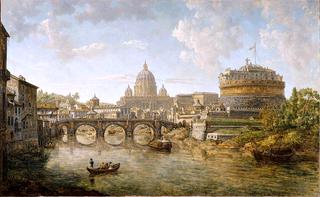 View of St Peter's with Castel Sant' Angelo, Rome