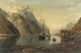 Anchored Sailing Vessels in a Fjord