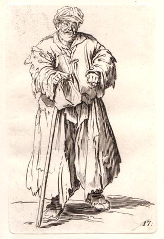 " Beggar with cap and Crutch "