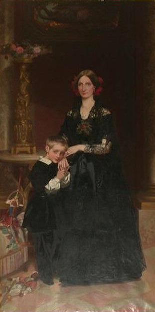 两个西西里岛的玛丽亚·卡罗莱纳·奥古斯塔公主和她的儿子康德的路易斯·菲利普王子