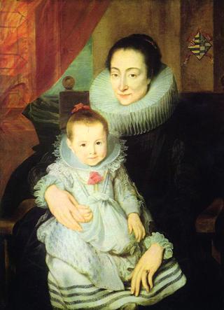 玛丽·克拉丽斯的肖像，简·沃弗瑞斯的妻子，带着她的孩子