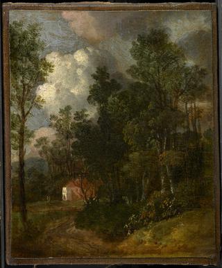 A Wooded Landscape with Figures by a House