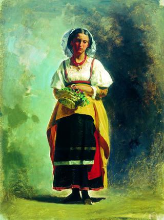 Italian Girl with a Basket of Flowers