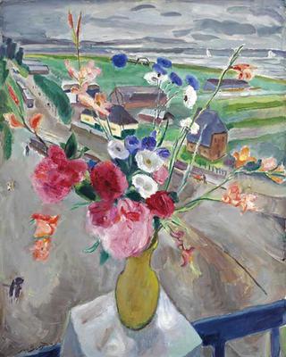 A still life with flowers and a view of the Amstelveenseweg