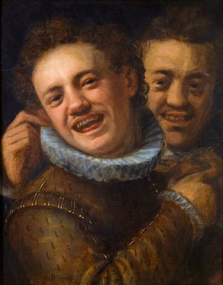 两个大笑的男人~双重自画像