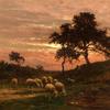 日落时牧羊人和他的羊群