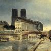 巴黎圣母院，圣米歇尔码头和小桥景观