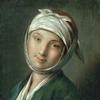一位头戴白色头巾的年轻女子的画像