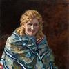 安娜·雷克施塔特披着蓝色披肩的肖像
