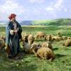 看护羊群的年轻牧羊女