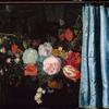 特朗普·欧伊尔的静物画上了福威尔的花环和窗帘