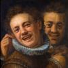 两个大笑的男人~双重自画像