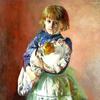 茱莉亚的肖像，艺术家的女儿，带着一个洋娃娃