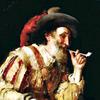 一位杰出的骑士在抽烟斗