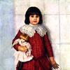 奥尔加，艺术家的女儿，带着一个洋娃娃