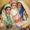 三个带着水果篮的摩洛哥女人