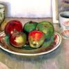 静物，布雷顿陶器和苹果