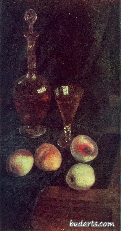 酒瓶和桃子