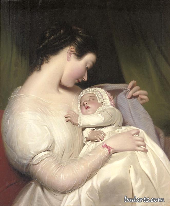 艺术家的妻子伊丽莎白和他们的女儿玛丽·伊迪丝