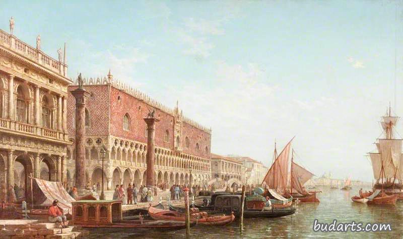 威尼斯总督的宫殿，有圣马克和圣西奥多的圆柱
