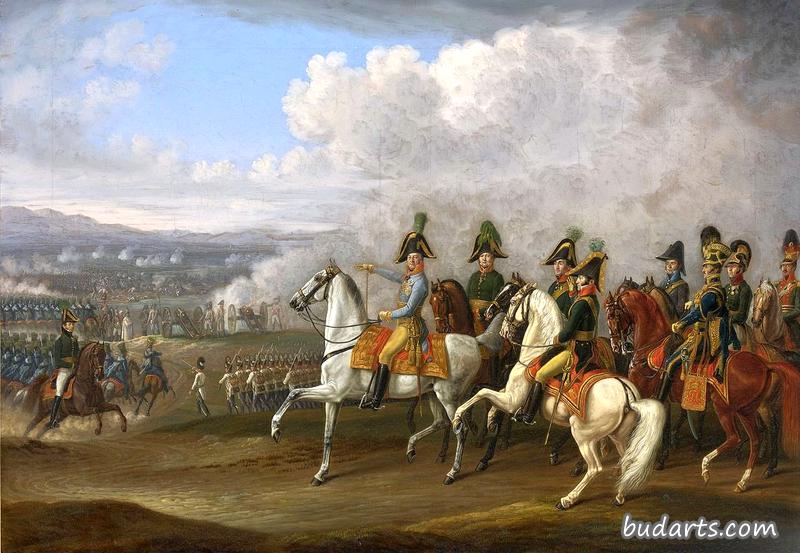 冯·贝勒加德将军和他的军官们注视着战斗的进展