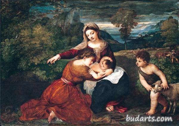 圣母子与女圣徒和幼时的施洗者圣约翰