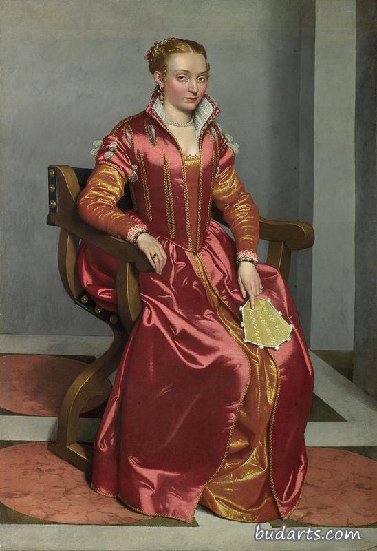 穿红色衣服的女士，也许是露西亚·阿尔巴尼·阿伏加德罗伯爵夫人