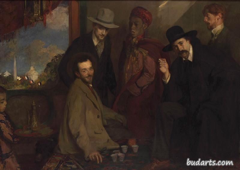 安德烈·吉德和他的朋友们在莫雷咖啡馆参加1900年世界博览会