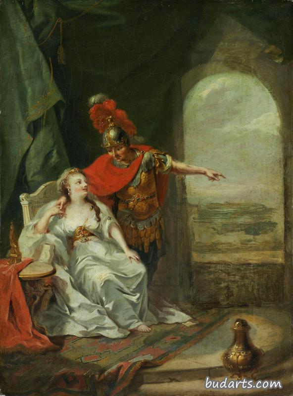 Story of Antony and Cleopatra - Mark Antony Telling Cleopatra of his Victory over the Cavalry of Octavian (study)