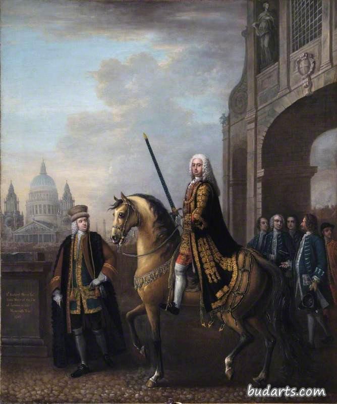 在坦普尔酒吧，理查德霍尔二世爵士作为伦敦市长的马术肖像