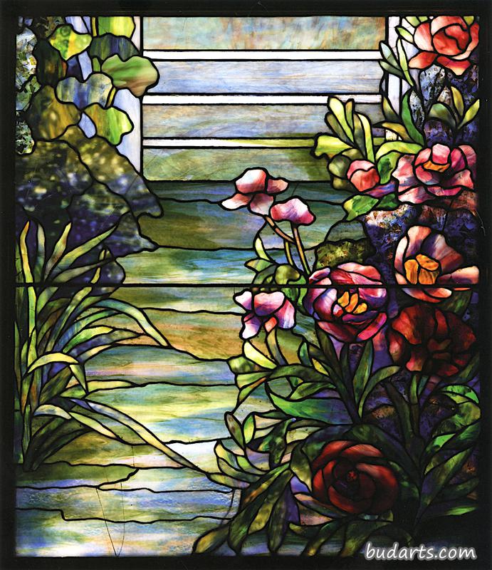 Peony Window Panel, Richard Beatty Mellon Mansion in Pittsburgh