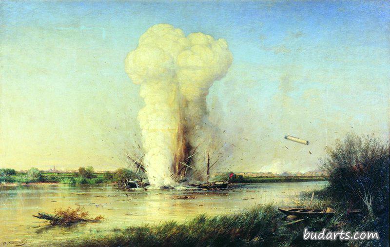 多瑙河上土耳其战舰的爆炸