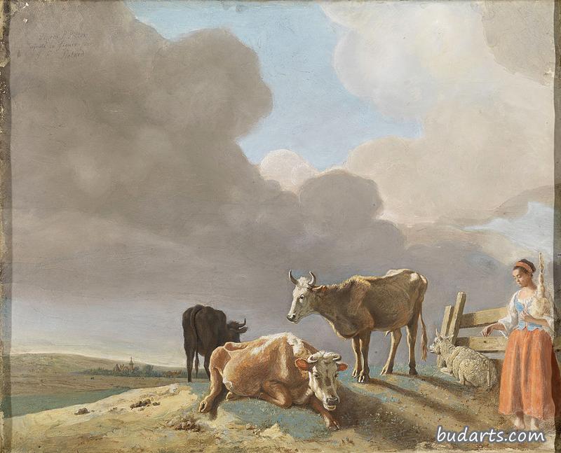 牛羊牧女景观