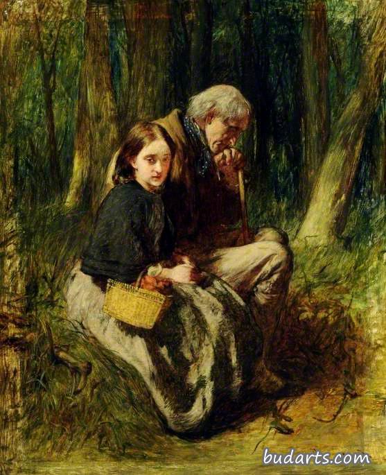 小内尔和她爷爷在树林里