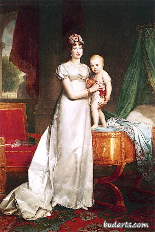 玛丽·路易丝皇后和她的儿子罗马国王