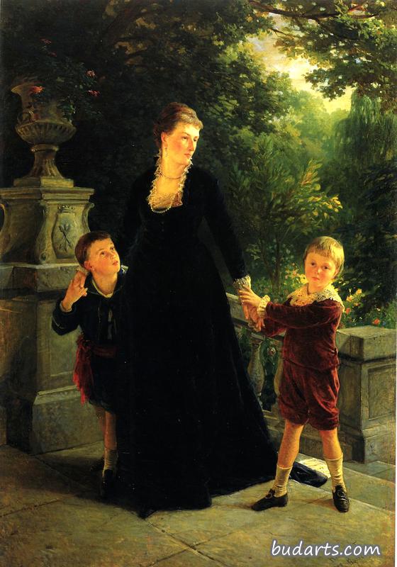 Portrait of M.A. Skoropadskaya with Her Sons