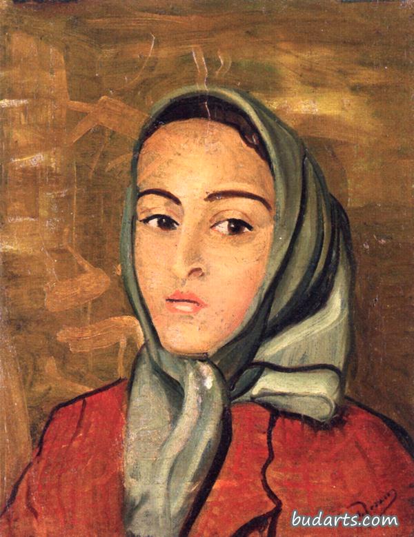 詹维夫的肖像，带围巾，艺术家的侄女