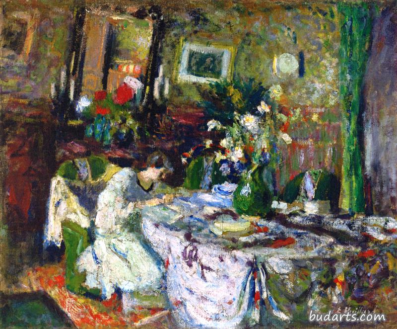 Marcelle Aron in the Dining Room of Château-Rouge