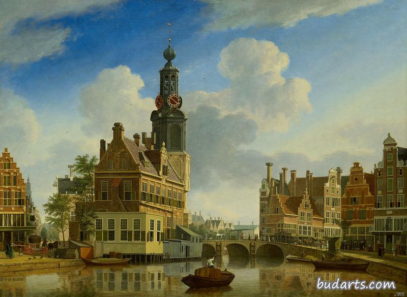 阿姆斯特丹Singel的薄荷塔