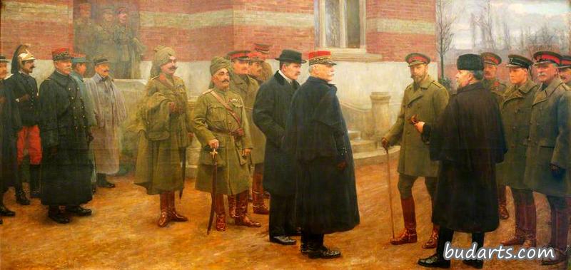 乔治五世国王和法国总统庞加莱在默维尔英国总部的会晤