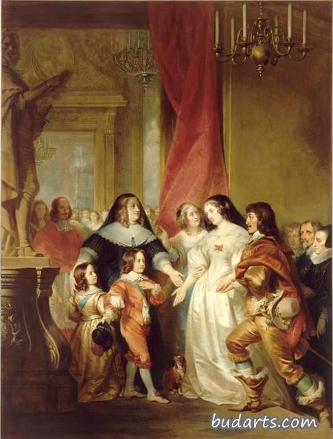奥尔良公爵向奥地利的安妮献上了他的妹妹、英国王后亨利埃塔玛丽亚