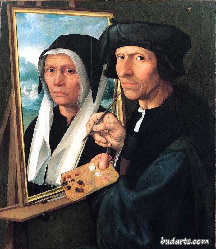 雅各布·科内利兹，范奥斯坦在画他妻子的肖像