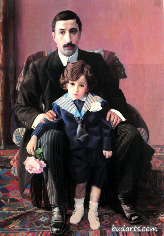 Portrait of A.F. Aziber with His Son