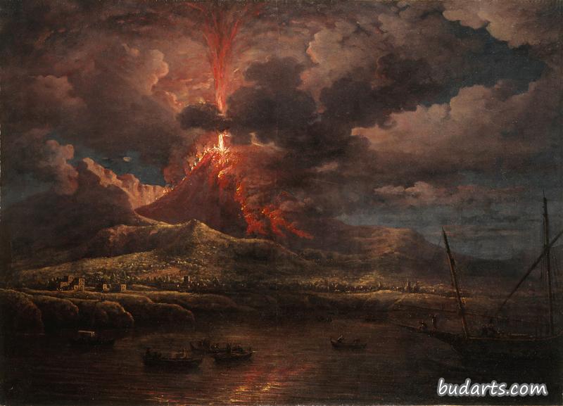 晚上爆发的维苏威火山