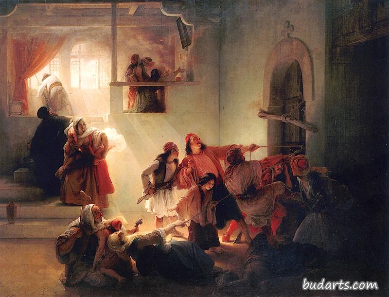 1822年4月帕特拉斯大屠杀的一幕