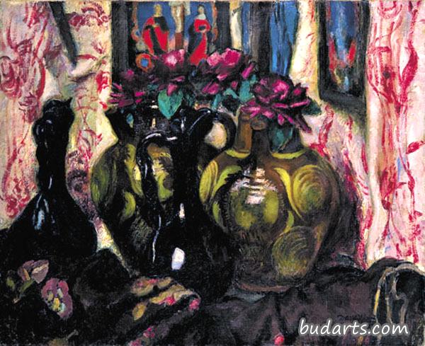 紫玫瑰静物画