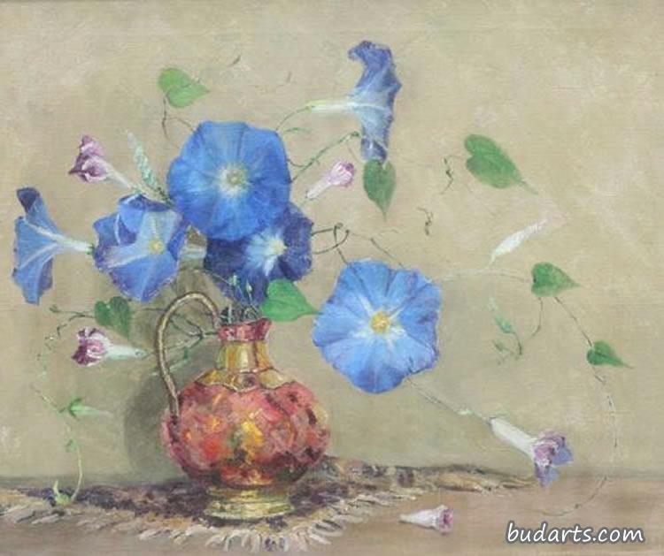 天蓝色，牵牛花