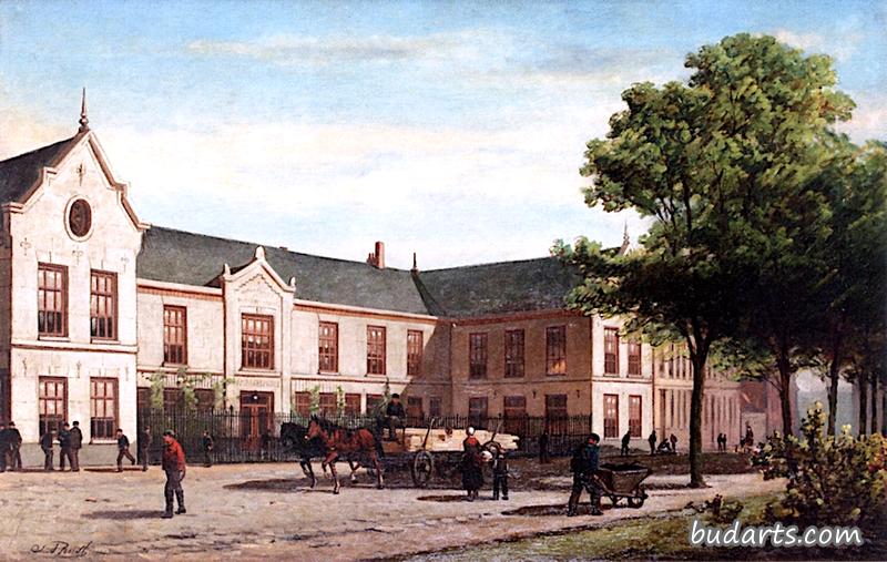 A Busy Day outside the Ambachtsschool, Weteringschans, Amsterdam