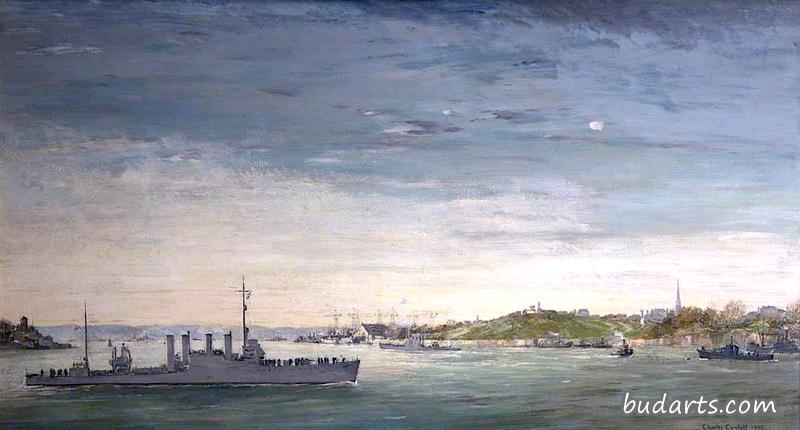 美国驱逐舰抵达普利茅斯